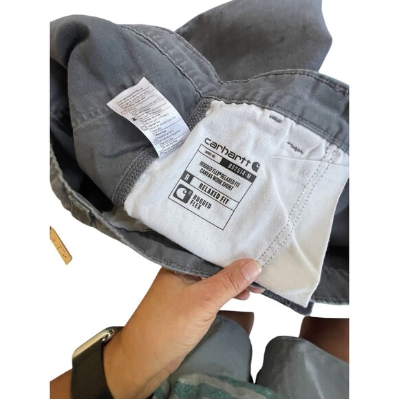 Carhartt Rugged Flex Relaxed Fit Canvas Work Shorts Men Size 48 Gray - Picture 8 of 9